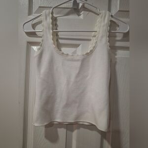 Zara Cream Scalloped Tank Top